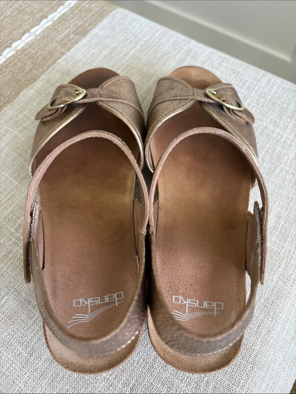 Dansko Bronze Metallic Slingback Wedges